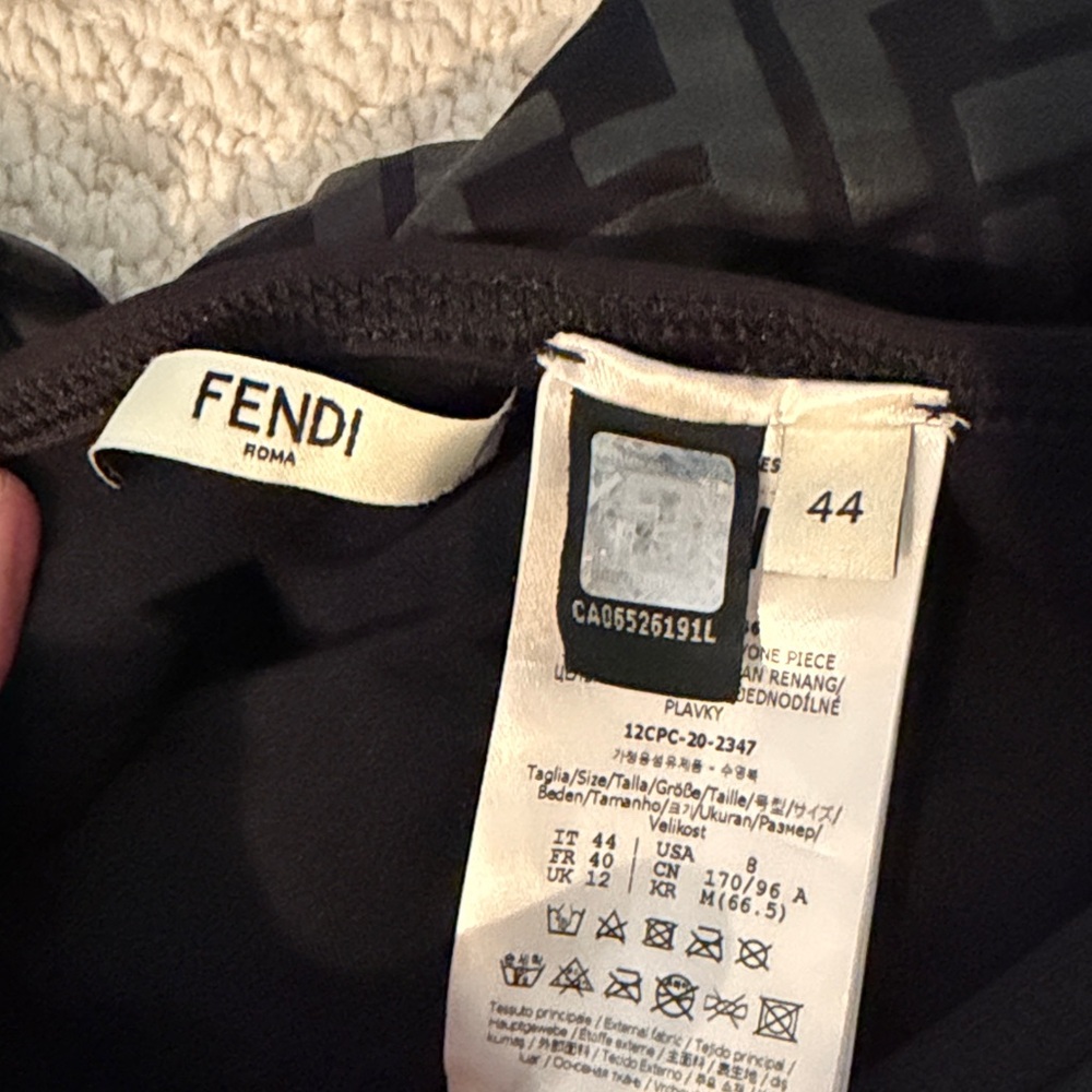 Fendi Black FF Logo Jacquard One-Piece Swimsuit - Picture 2 of 2